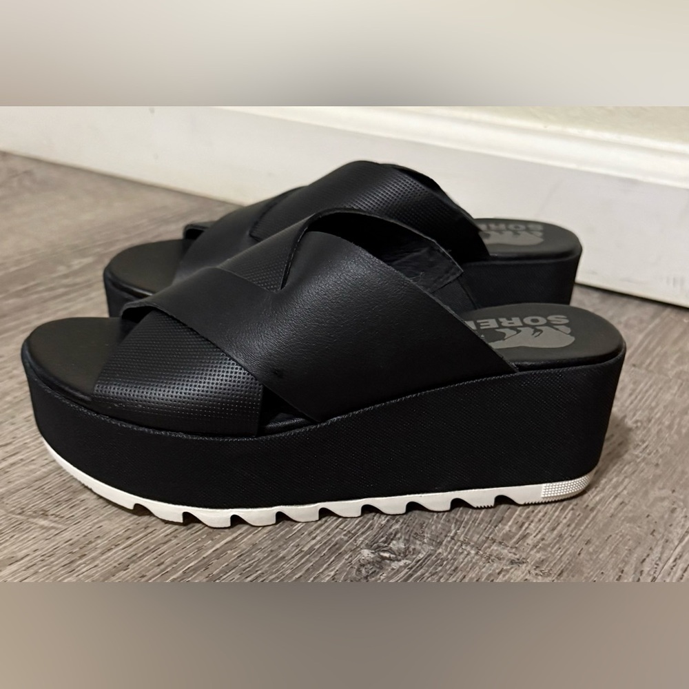 Sorel Cameron Flatform Mule Sandals | Black Platform Slides | Women’s Size 5 - Picture 5 of 7
